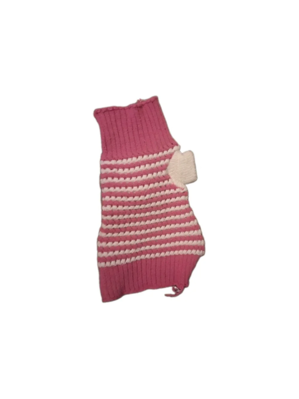 Pink & White Knit Dog Sweater Size Xs Warm Striped Design with Leg Openings